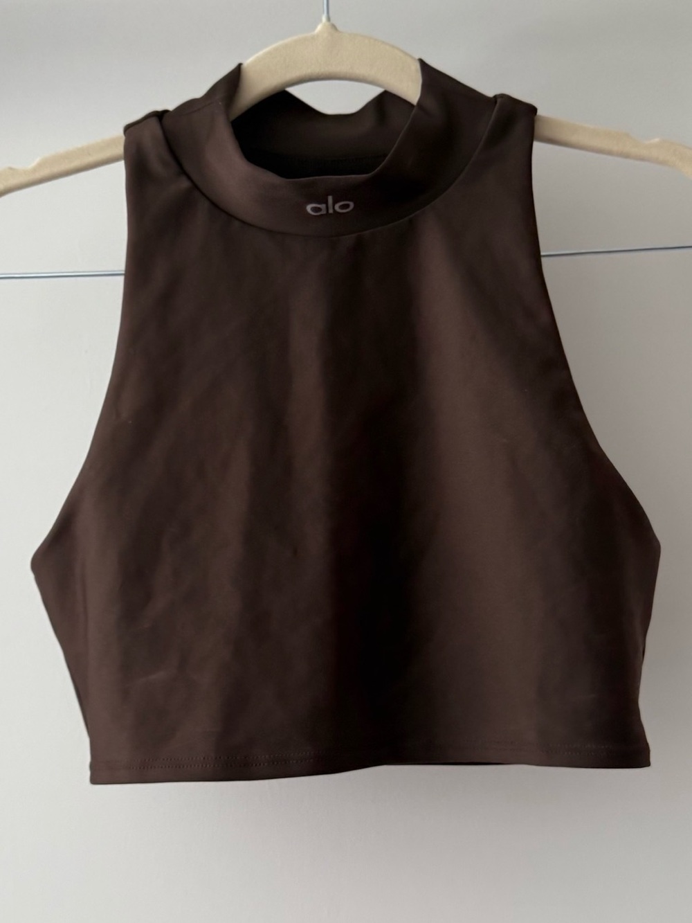 ALO Yoga Brown High-Neck Crop Top Size XS